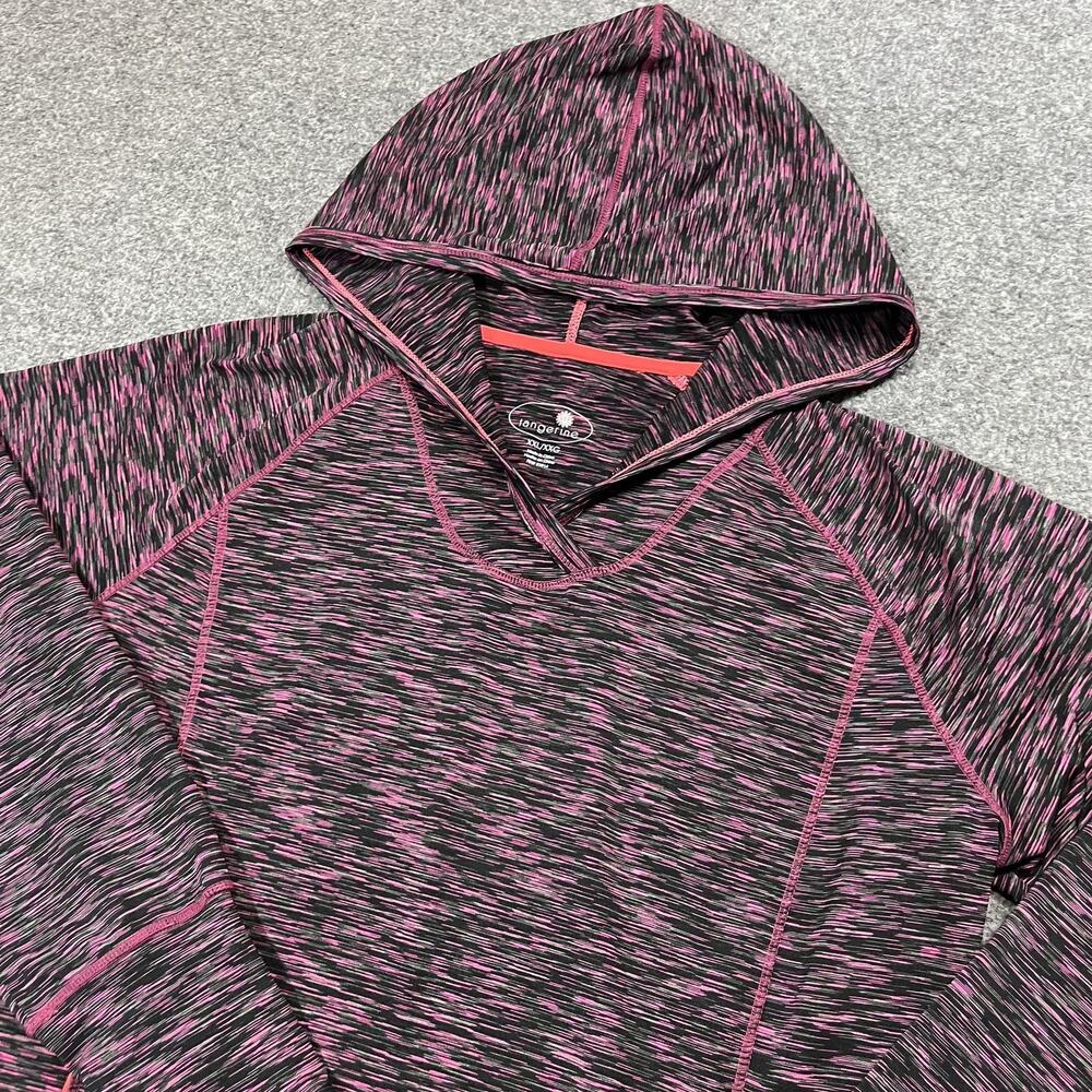 Tangerine Hoodie Womens 2XL Pink Black Sweatshirt Stretch Knit Activewear Shirt